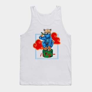 cat japanese samurai character Tank Top